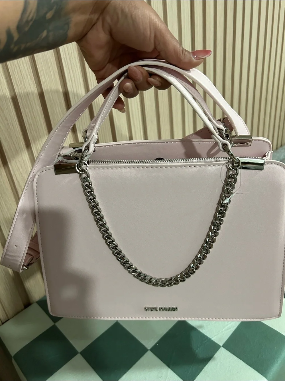 Steve Madden Light Pink Chain-Handle Satchel